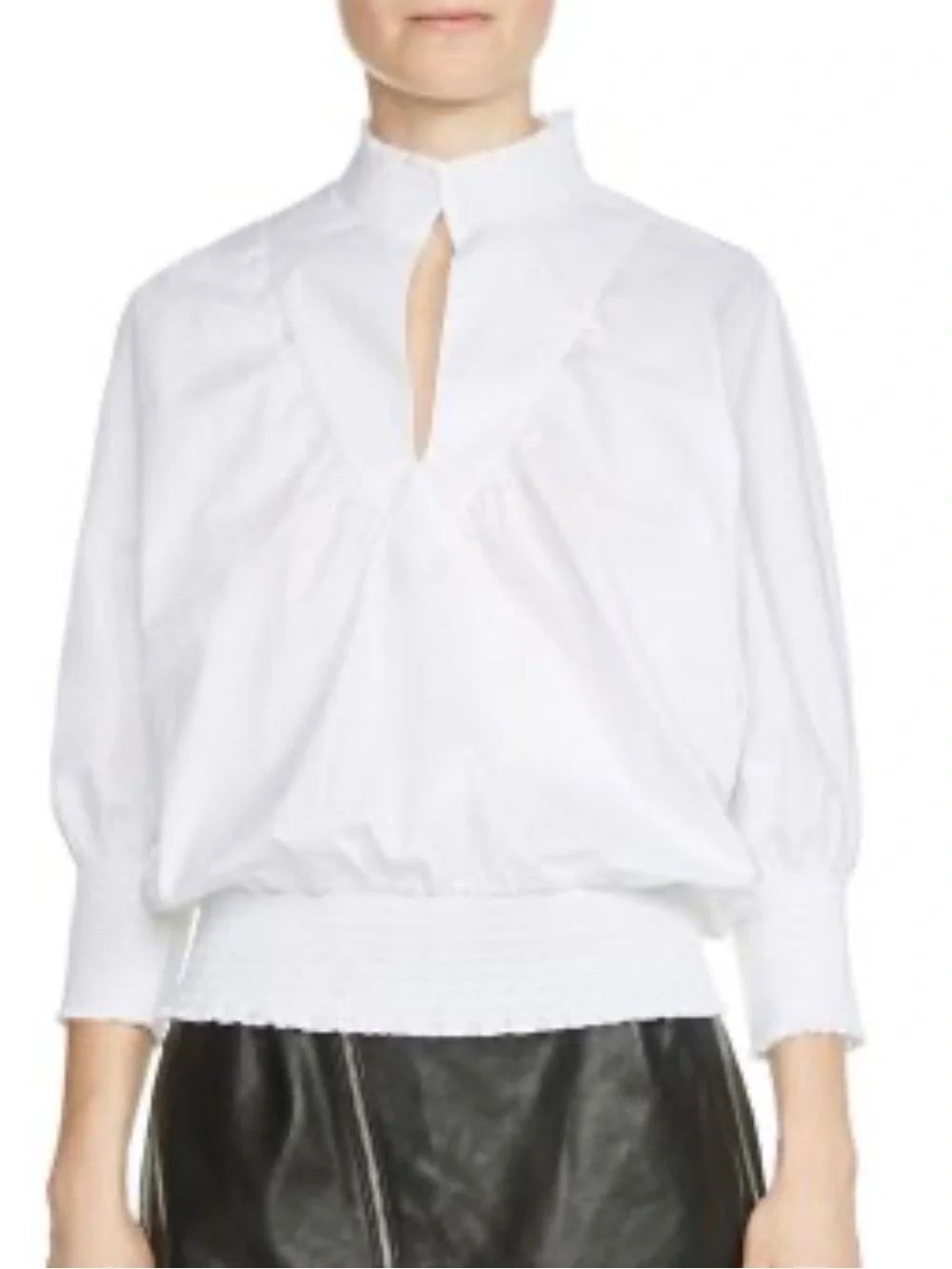 Maje Libou Smocked Top White Women’s Small (1)
